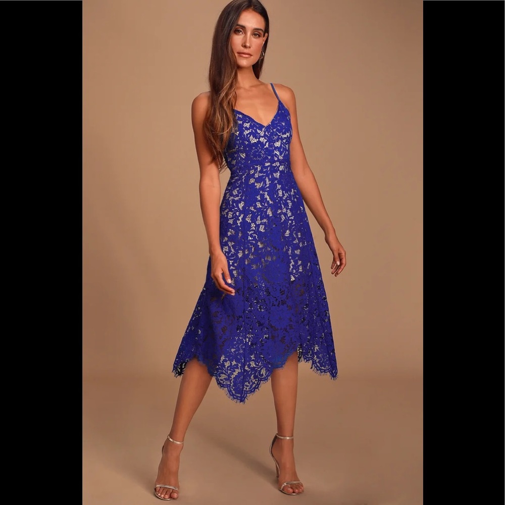 Blue Lace Midi Dress